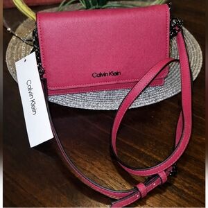 Calvin Klein Cranberry Crossbody Chain Wallet Bag